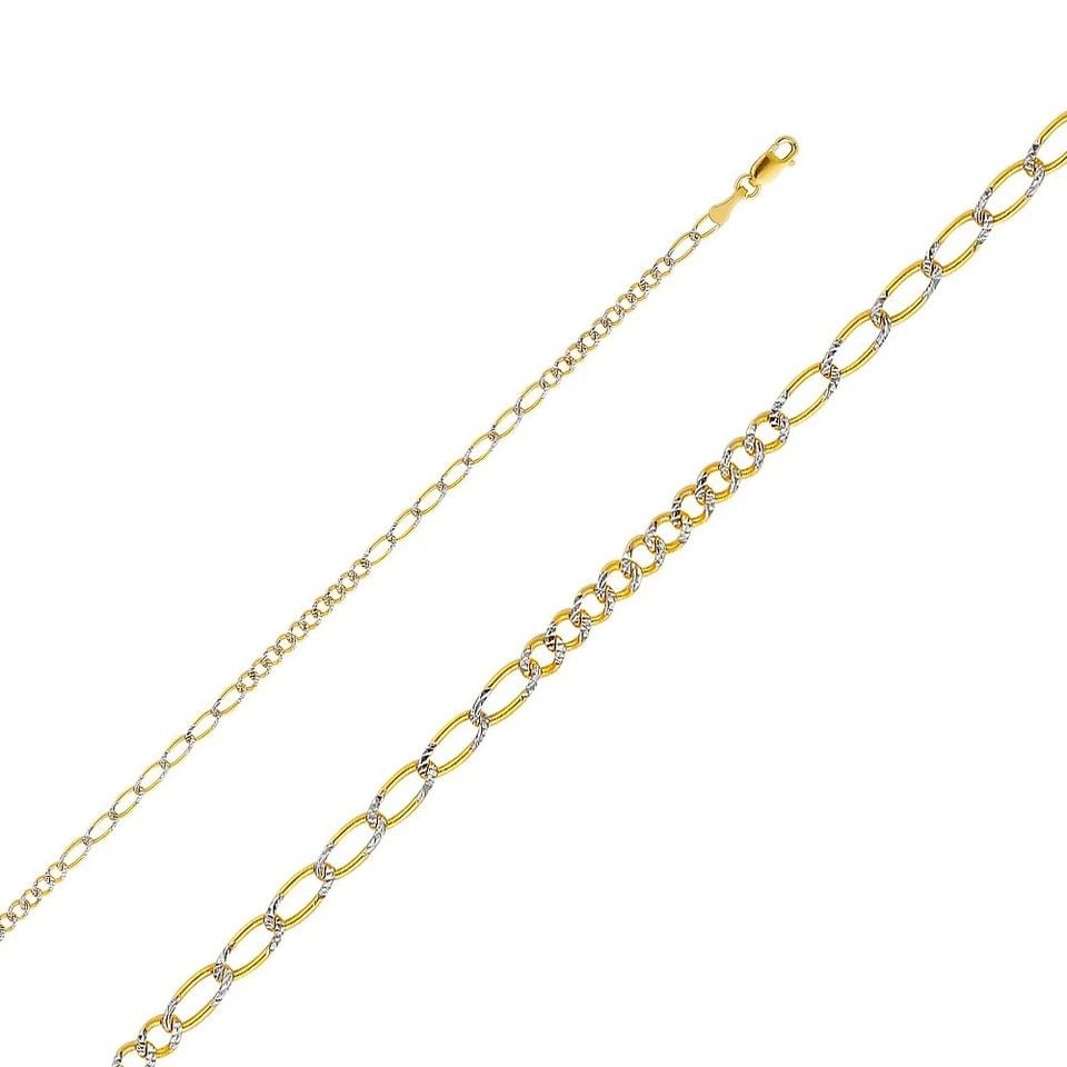 NEW NEW 14K YELLOW GOLD 2.6MM FIGARO 10+7 WP CHAIN (1 of 1)