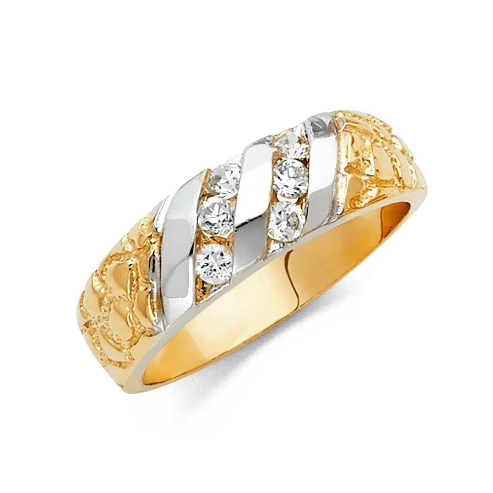NEW 14K TWO TONE GOLD MEN'S WEDDING BAND - SIZE 10: NEW 14K TWO TONE GOLD MEN'S WEDDING BAND MEN'S WEDDING BAND NEW 14K TWO TONE GOLD WIDTH : 8 mm WEIGHT : 5.4g