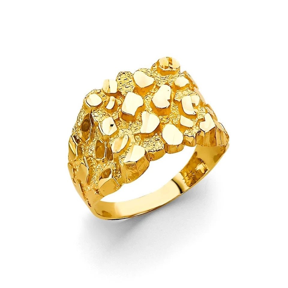 NEW 14K YELLOW GOLD NUGGET MEN'S RING - SIZE 10: NEW 14K YELLOW GOLD NUGGET MEN'S RING NUGGET MEN'S RING NEW 14K YELLOW GOLD WIDTH : WEIGHT : 5.4g