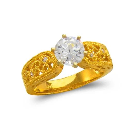 NEW 14K YELLOW GOLD LADIES FASHION SOLITAIRE RING (1 of 2)