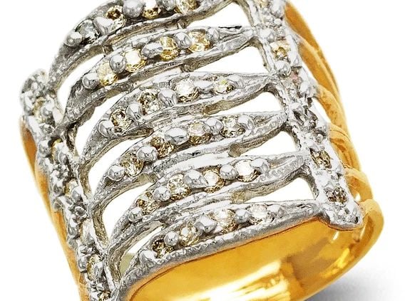 NEW 14K TWO TONE GOLD LADIES STACKED FASHION RING (1 of 2)