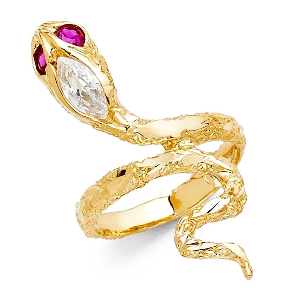 NEW 14K YELLOW GOLD SNAKE FANCY RING -SIZE 7 (1 of 1)