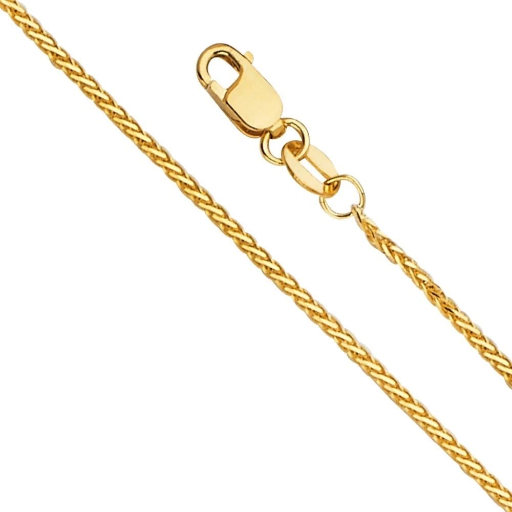 NEW 14K YELLOW GOLD 1.3MM 8 DC ROUND WHEAT 032 CHAIN (1 of 2)