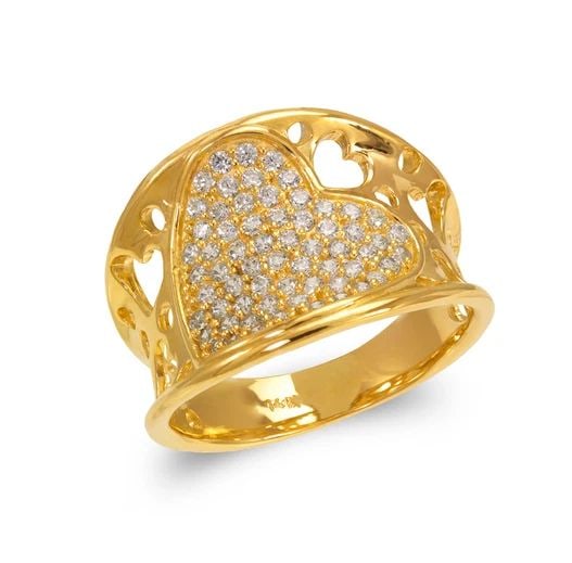 NEW 14K YELLOW GOLD LADIES FANCY HEART DESIGN RING (1 of 2)