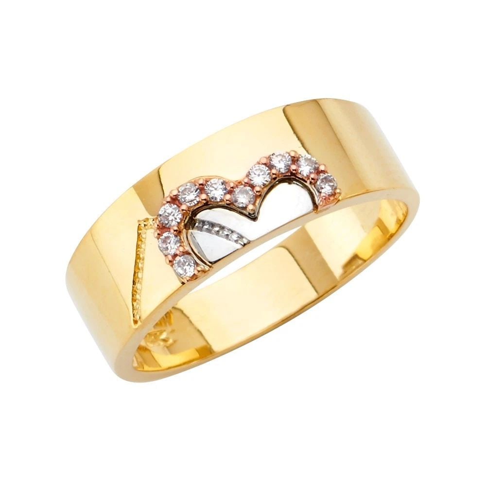 NEW 14K TRI COLOR GOLD MEN'S WEDDING BAND/TRIO SET - SIZE 10 (1 of 2)