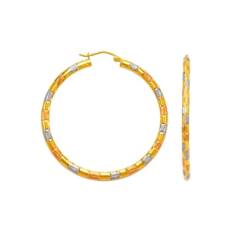 NEW 14K TRICOLOR GOLD 3MM ROUND TUBE HOOP EARRINGS: NEW 14K TRICOLOR GOLD 3MM ROUND TUBE HOOP EARRINGS 3MM ROUND TUBE HOOP EARRINGS NEW 14K TRICOLOR GOLD Width: Approx. 3mm Apx WEIGHT: 1.4g