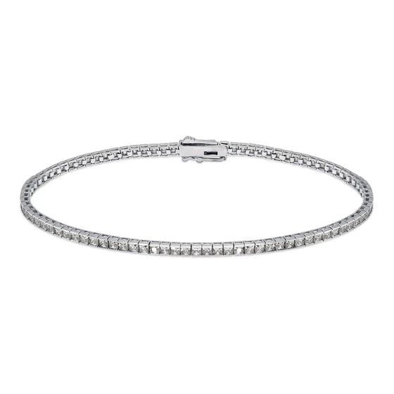 NEW 14K WHITE GOLD CHANNEL SET TENNIS BRACELET 1.75MM (1 of 2)