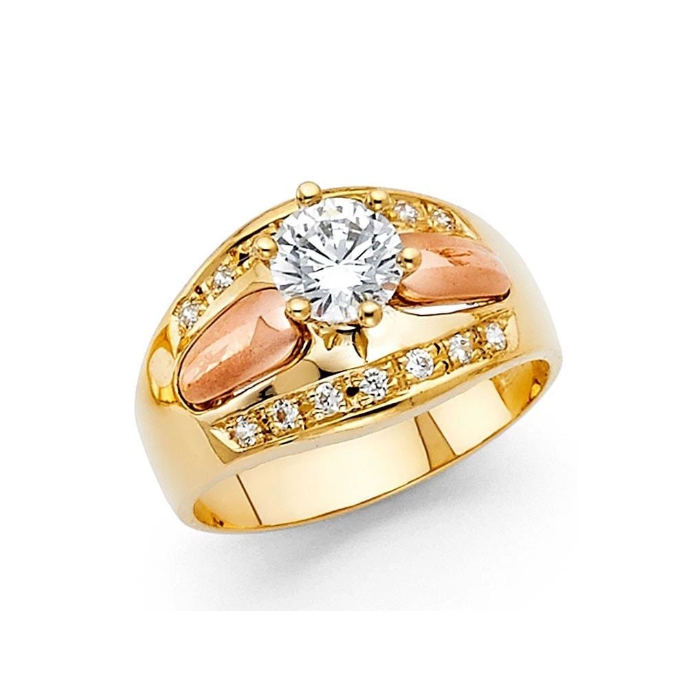 NEW 14K TWO TONE GOLD ENGAGEMENT RING: NEW 14K TWO TONE GOLD ENGAGEMENT RING ENGAGEMENT RING NEW 14K TWO TONE GOLD WIDTH : 10 mm WEIGHT : 5.3g