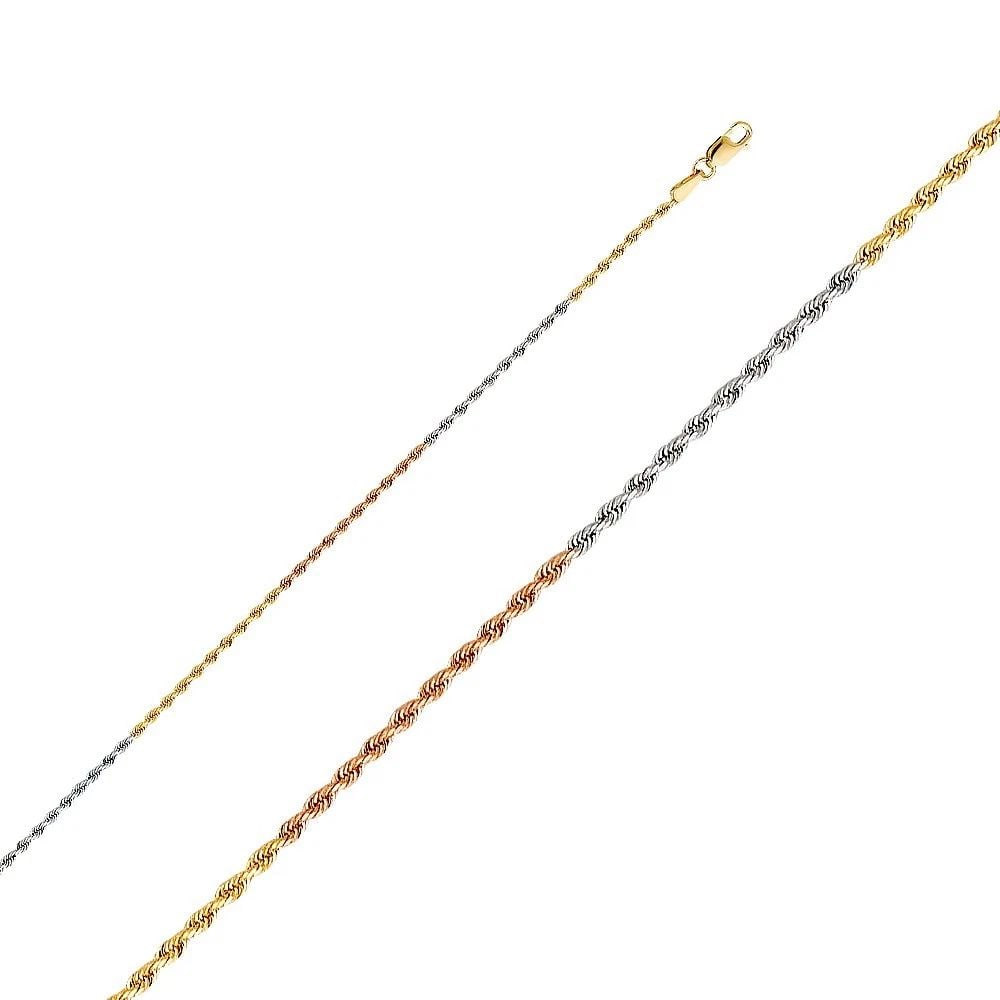 NEW 14K TRI COLOR GOLD 1.5MM SOLID ROPE DC CHAIN (1 of 2)