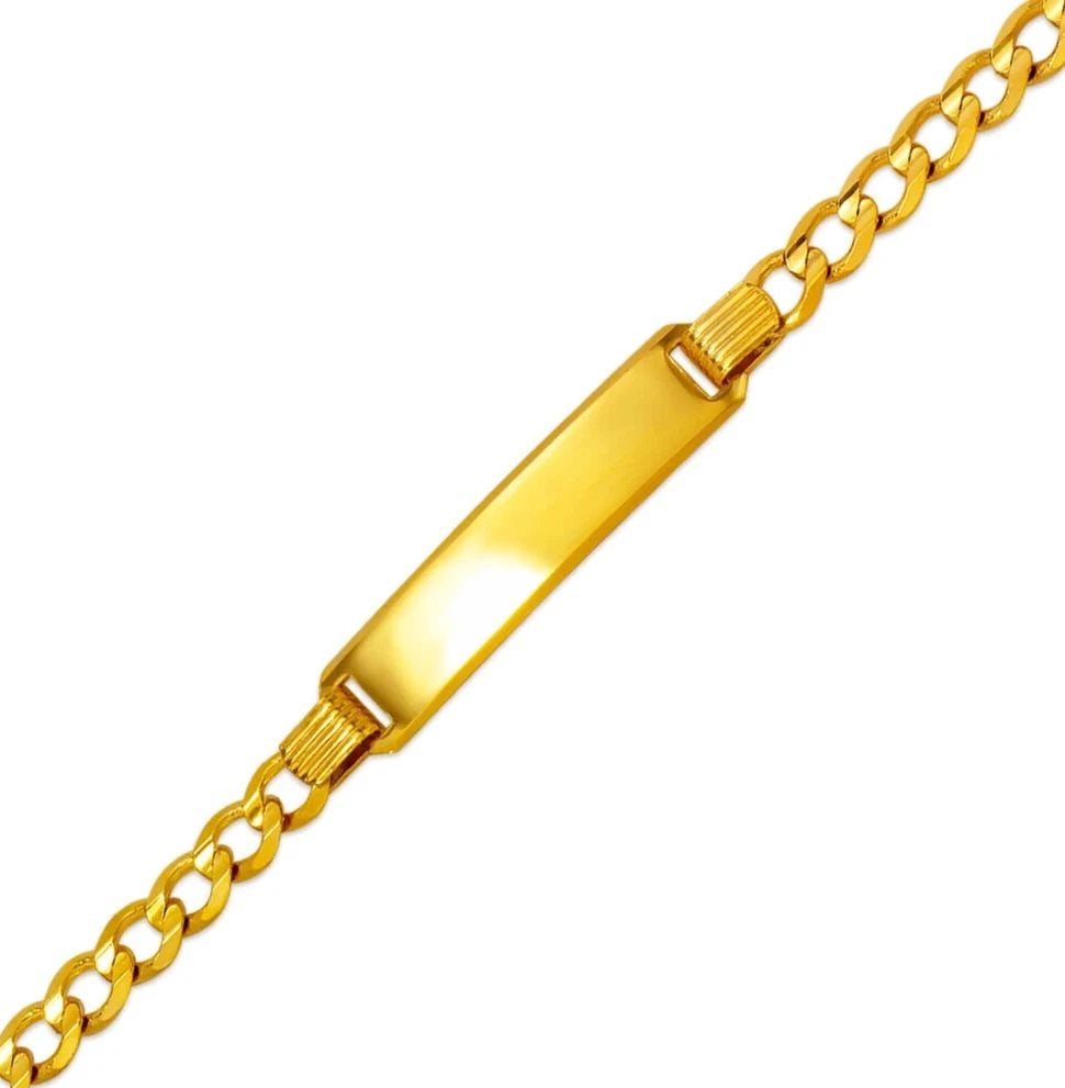 NEW 14K YELLOW GOLD CURB X-LIGHT BABY ID BRACELET (1 of 2)