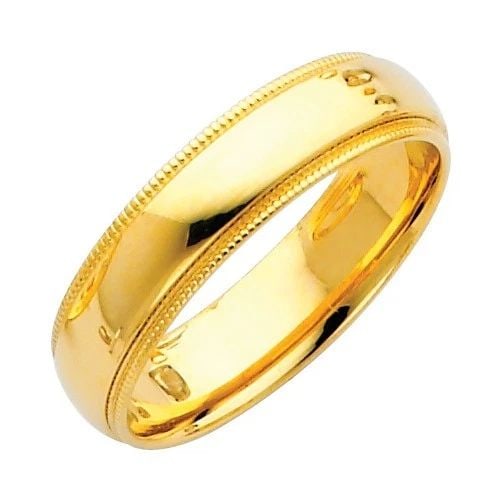 NEW 14K YELLOW GOLD 5MM MILGRAIN COMFORT WEDDING BAND - SIZE 4-12: NEW 14K YELLOW GOLD 5MM MILGRAIN COMFORT WEDDING BAND 5MM MILGRAIN COMFORT WEDDING BAND NEW 14K YELLOW GOLD WIDTH: 5 mm Average Apx. WEIGHT: 3.4g