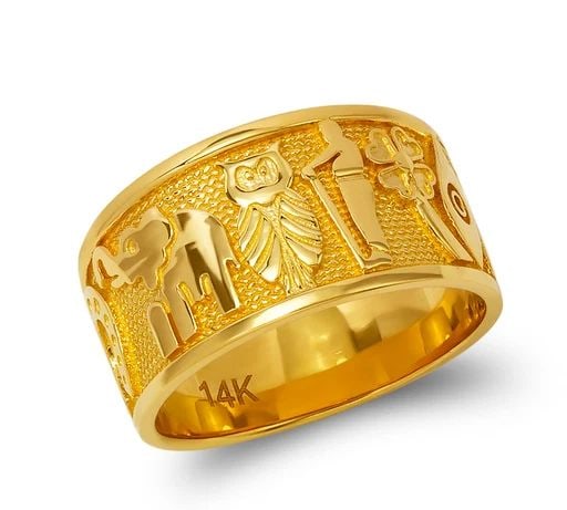 NEW 14K YELLOW GOLD LADIES GOODLUCK FILIGREE RING: NEW 14K YELLOW GOLD LADIES GOODLUCK FILIGREE RING LADIES GOODLUCK FILIGREE RING NEW 14K YELLOW GOLD SIZE Apx: 10mm Apx WEIGHT: 5.2g