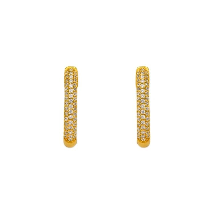 NEW 14K YELLOW GOLD FANCY HUGGIE EARRINGS (1 of 1)