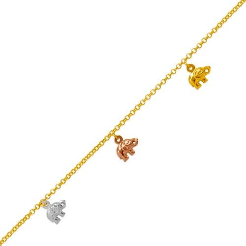 NEW 14K TRICOLOR GOLD CHARM ANKLET (1 of 2)