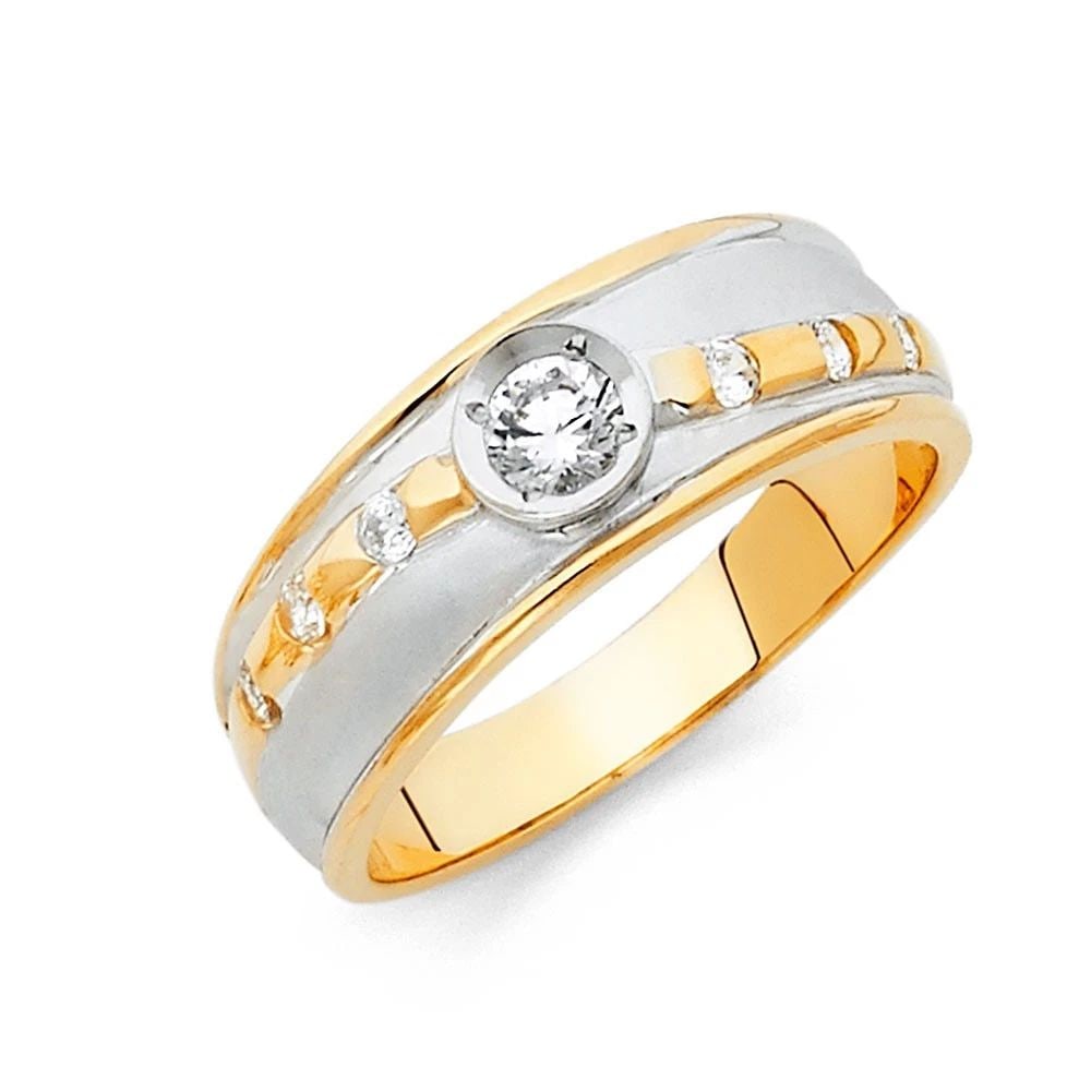 NEW 14K TWO TONE GOLD MEN'S WEDDING BAND - SIZE 10: NEW 14K TWO TONE GOLD MEN'S WEDDING BAND MEN'S WEDDING BAND NEW 14K TWO TONE GOLD WIDTH : 8 mm WEIGHT : 5.1g