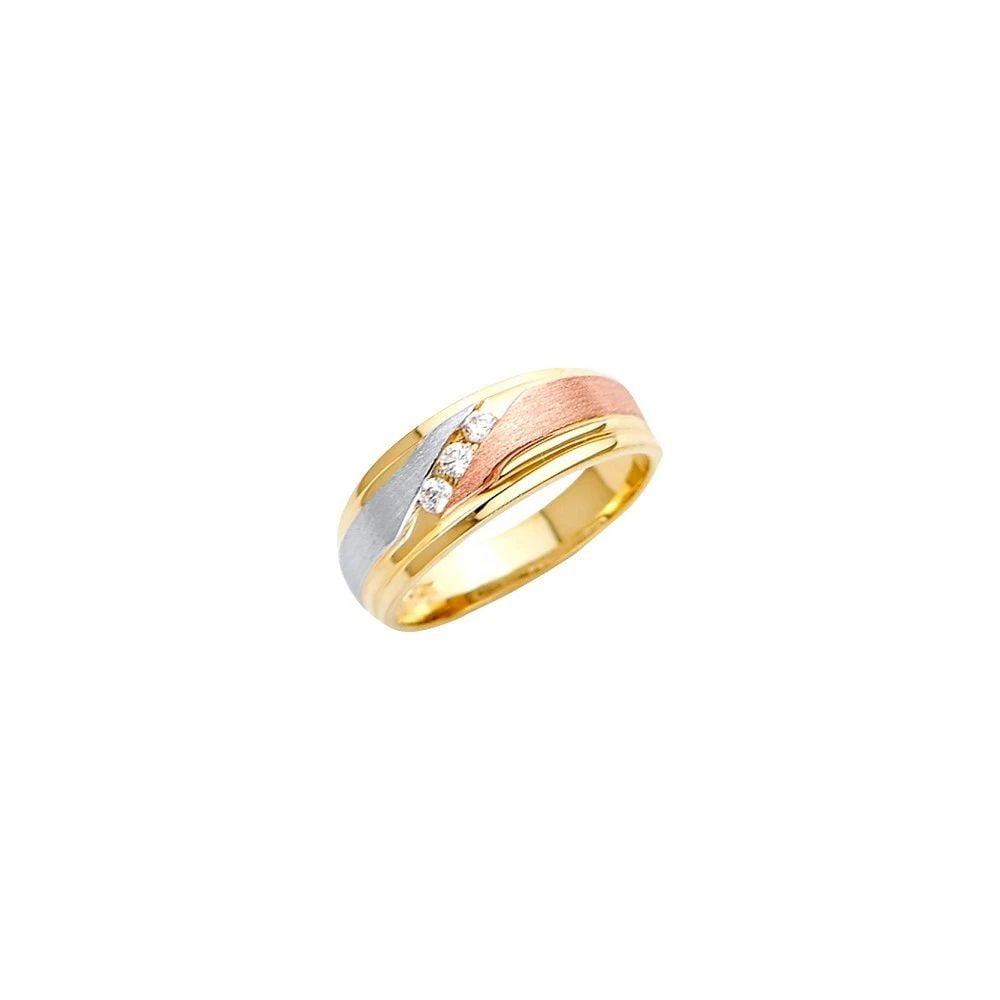 NEW 14K TRI COLOR GOLD MEN'S WEDDING BAND/TRIO SET - SIZE 10 (1 of 2)