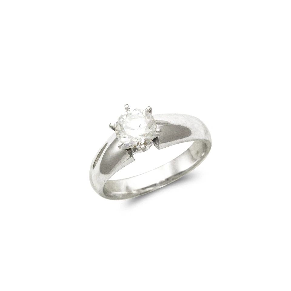 NEW 14K WHITE GOLD 5MM LADIES WHITE SOLITAIRE RING (1 of 1)