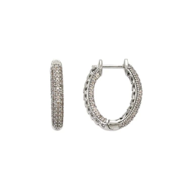 NEW 14K WHITE GOLD FANCY HUGGIE EARRINGS: NEW 14K WHITE GOLD FANCY HUGGIE EARRINGS FANCY HUGGIE EARRINGS NEW 14K WHITE GOLD Width: Approx. 16x19mm Apx WEIGHT: 5.1g