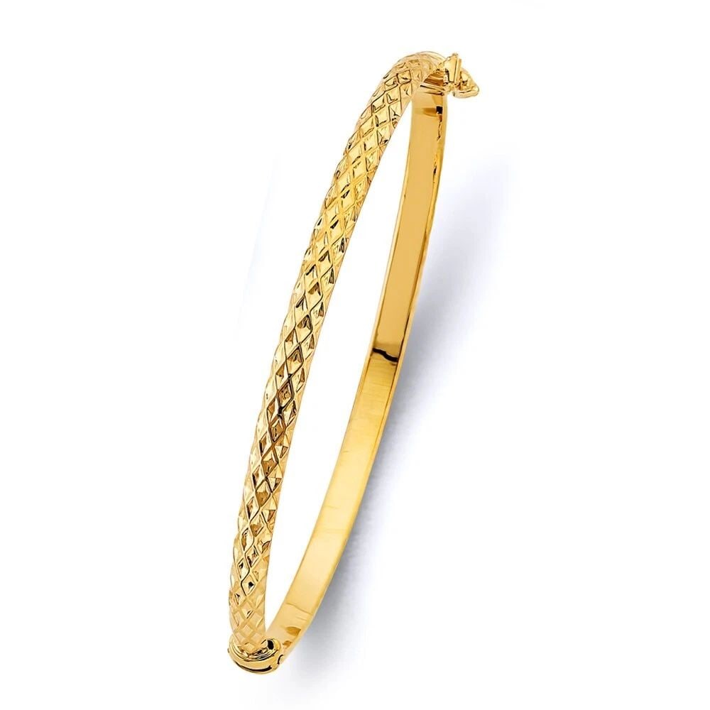 NEW 14K YELLOW GOLD HALF ROUND DOME HOLLOW OVAL BANGLE (1 of 2)