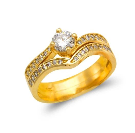 NEW 14K YELLOW GOLD LADIES FANCY SOLITAIRE RING (1 of 2)