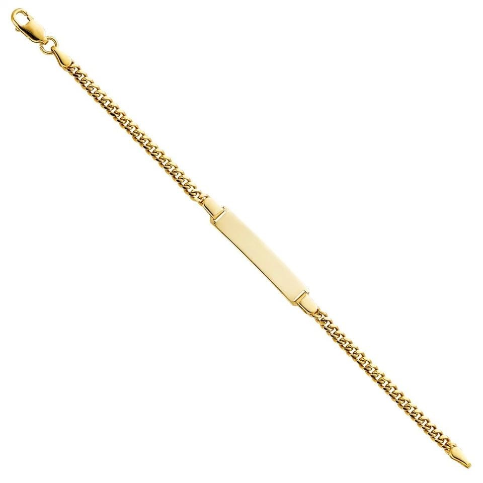 NEW 14K YELLOW GOLD CURB PLAIN BABY ID BRACELET: 14K YELLOW GOLD CUBAN PLAIN BABY ID BRACELET CUBAN PLAIN BABY ID BRACELET NEW 14K YELLOW GOLD LENGTH - 6in Apx WEIGHT - 5g