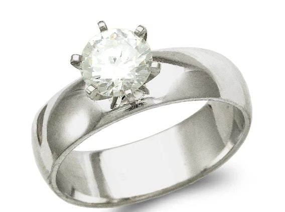 NEW 14K WHITE GOLD 5MM LADIES WHITE SOLITAIRE RING: NEW 14K WHITE GOLD 5MM LADIES WHITE SOLITAIRE RING 5MM LADIES WHITE SOLITAIRE RING NEW 14K WHITE GOLD Apx. WIDTH: 5mm Apx. WEIGHT: 5.0g