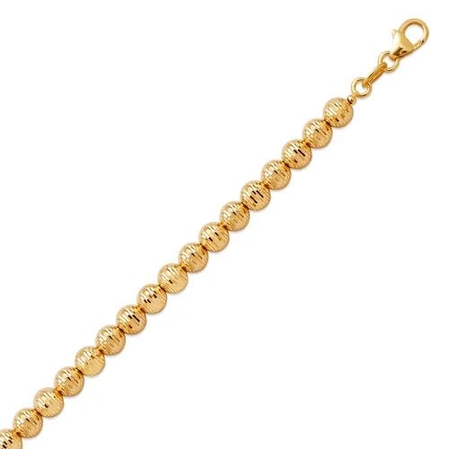 NEW 14K YELLOW GOLD HOLLOW DC DISCO BEAD BRACELET (1 of 2)