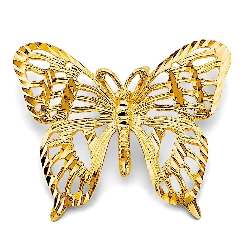 NEW 14K YELLOW GOLD BIG BUTTERFLY PENDANT (1 of 1)
