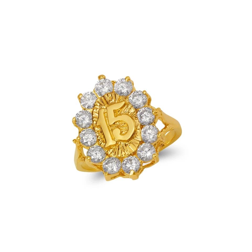 NEW 14K YELLOW GOLD LADIES 15 ANOS RING (1 of 1)