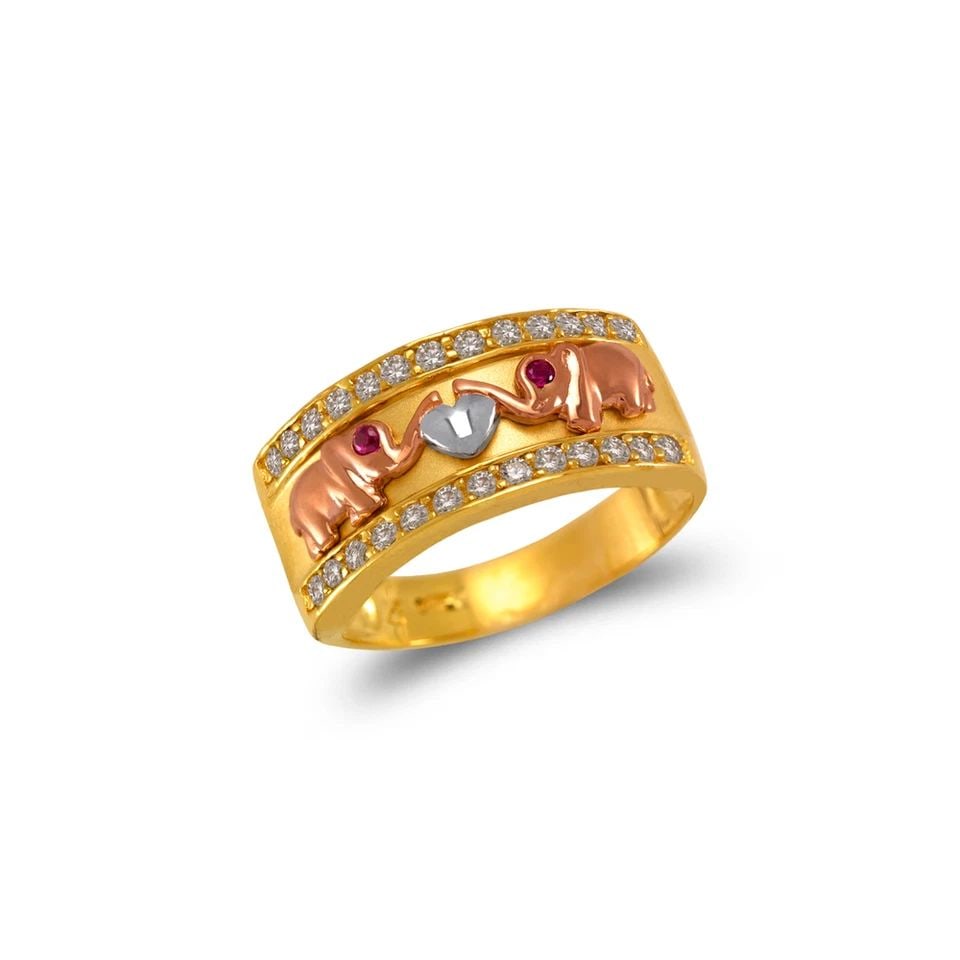 NEW 14K TRICOLOR GOLD LADIES ELEPHANT RING (1 of 1)
