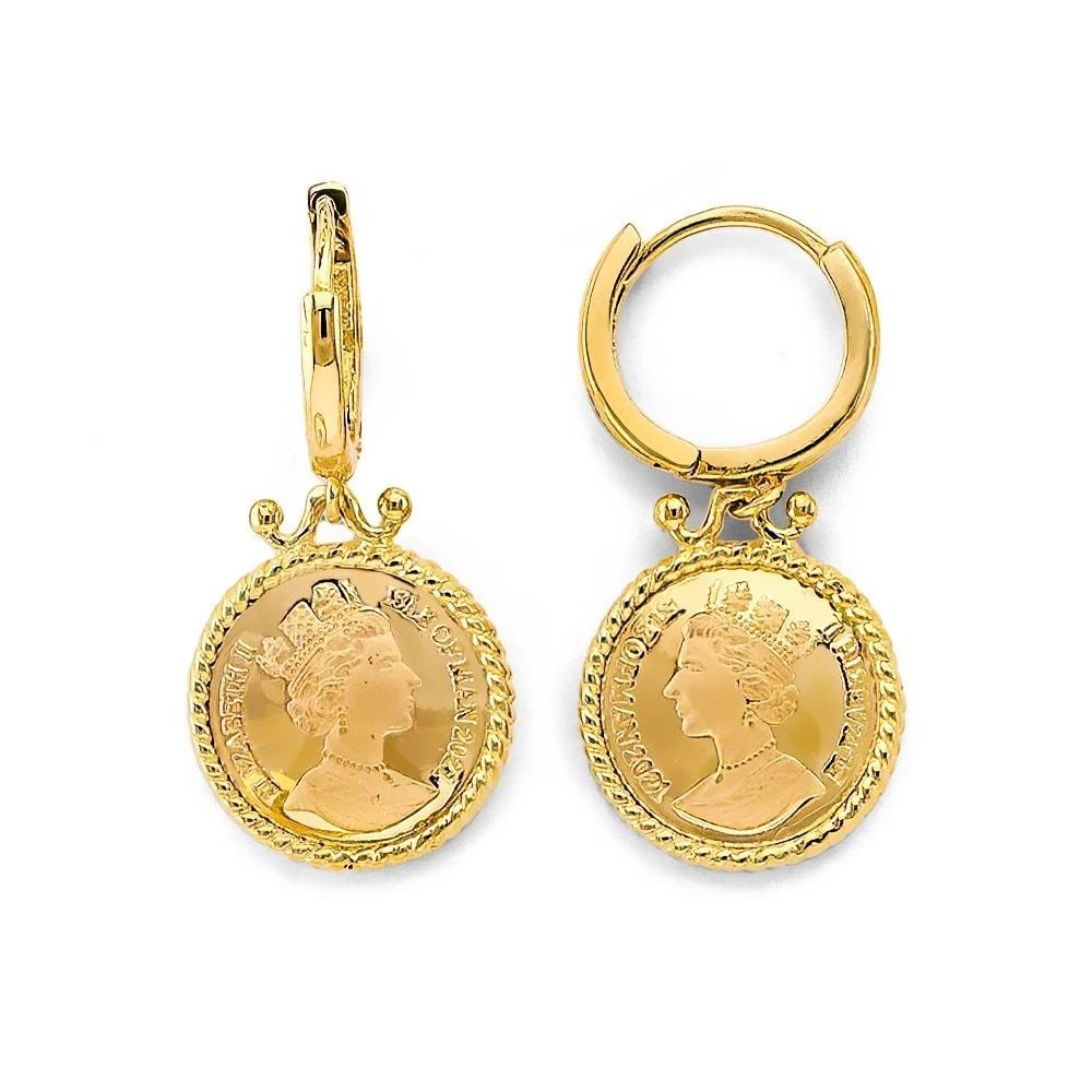 NEW 14K YELLOW GOLD QUEEN ELIZABETH EARRINGS/SET (1 of 2)