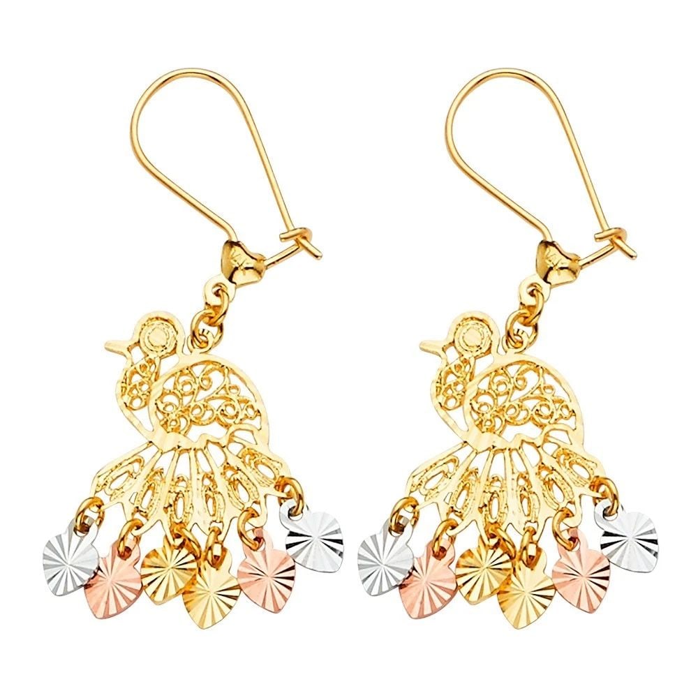 NEW 14K TRI COLOR GOLD DC CHANDELIER HANGING EARRINGS (1 of 2)