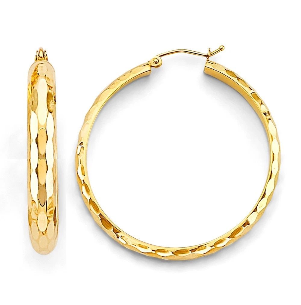 NEW 14K YELLOW GOLD SHINY DC HOOP EARRINGS (1 of 2)