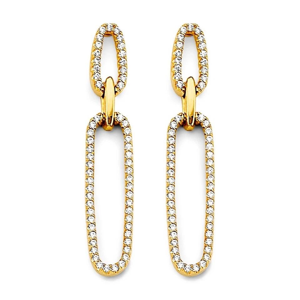 NEW 14K YELLOW GOLD PAPERCLIP EARRINGS WITH PUSHBACK: NEW 14K YELLOW GOLD PAPERCLIP EARRINGS WITH PUSHBACK PAPERCLIP EARRINGS WITH PUSHBACK NEW 14K YELLOW GOLD HEIGHT - 35 mm WIDTH - 5 mm Apx WEIGHT - 3.5 g