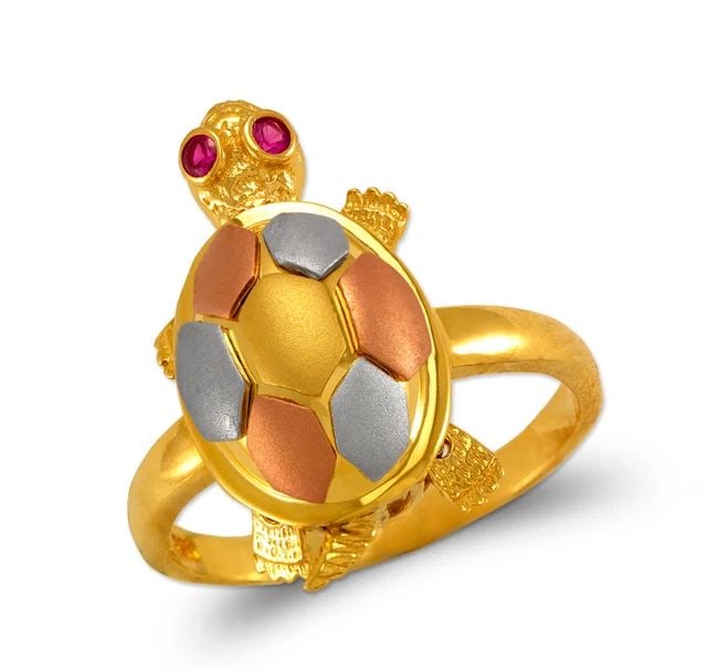 NEW 14K TRICOLOR GOLD FANCY TURTLE RING (1 of 2)