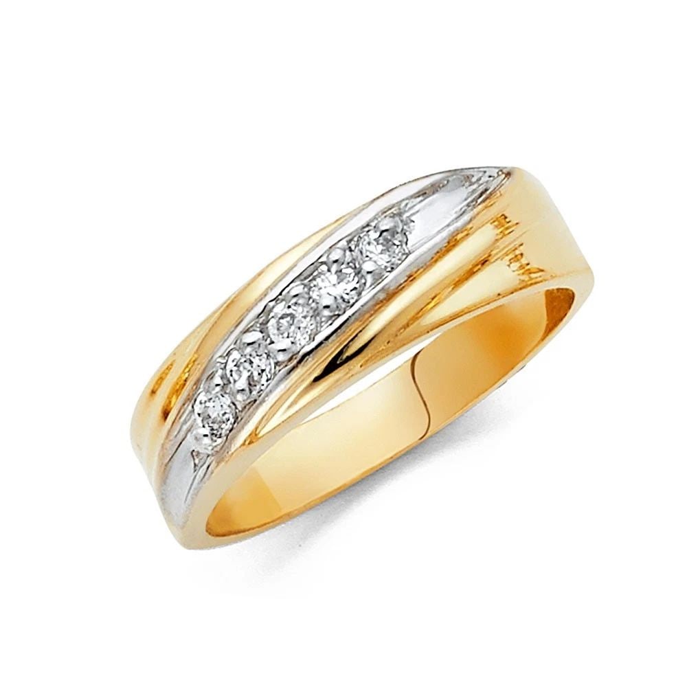NEW 14K TWO TONE GOLD MEN'S WEDDING BAND - SIZE 10 (1 of 1)