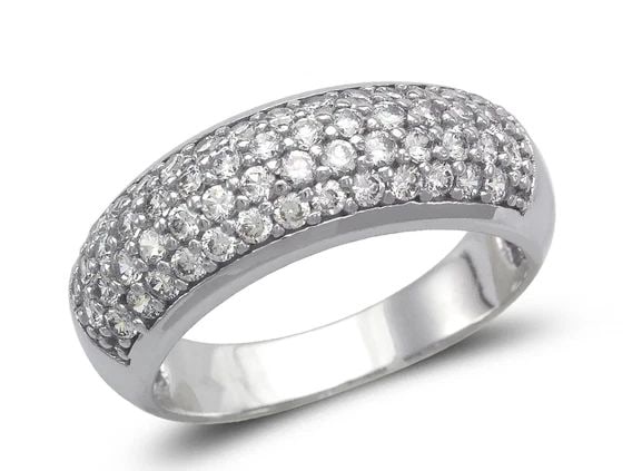 NEW 14K WHITE GOLD LADIES FANCY WHITE RING (1 of 2)