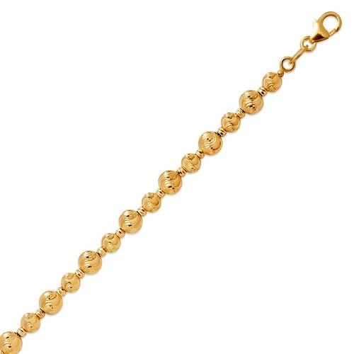 NEW 14K YELLOW GOLD HOLLOW ALT. MOON CUT BEAD BRACELET (1 of 2)