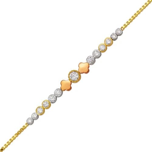 NEW 14K TRICOLOR GOLD LADIES HIGH POLISHED BRACELET: NEW 14K TRICOLOR GOLD LADIES HIGH POLISHED BRACELET LADIES HIGH POLISHED BRACELET NEW 14K TRICOLOR GOLD LENGTH: 7" inch AVERAGE Apx WEIGHT: 4.5g
