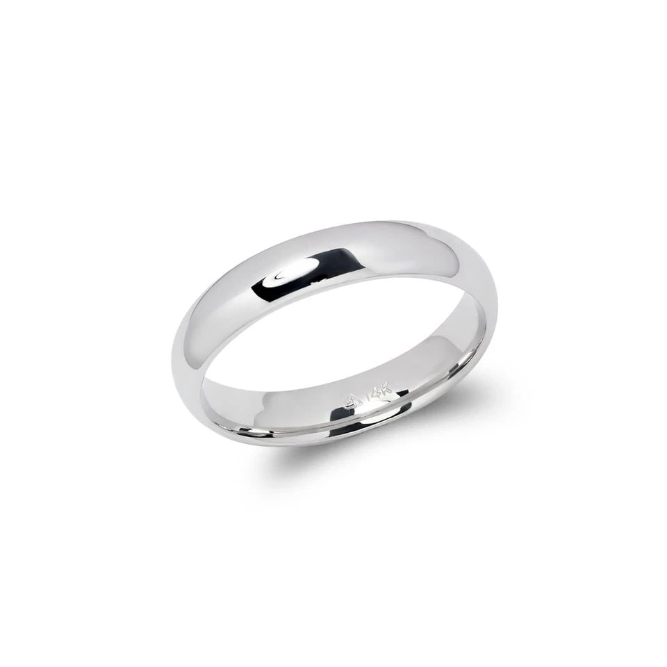 NEW 14K WHITE GOLD 4MM PLAIN WHITE WEDDING BAND: NEW 14K WHITE GOLD 4MM PLAIN WHITE WEDDING BAND 4MM PLAIN WHITE WEDDING BAND NEW 14K WHITE GOLD SIZE Apx: 4mm WEIGHT: 3.8g