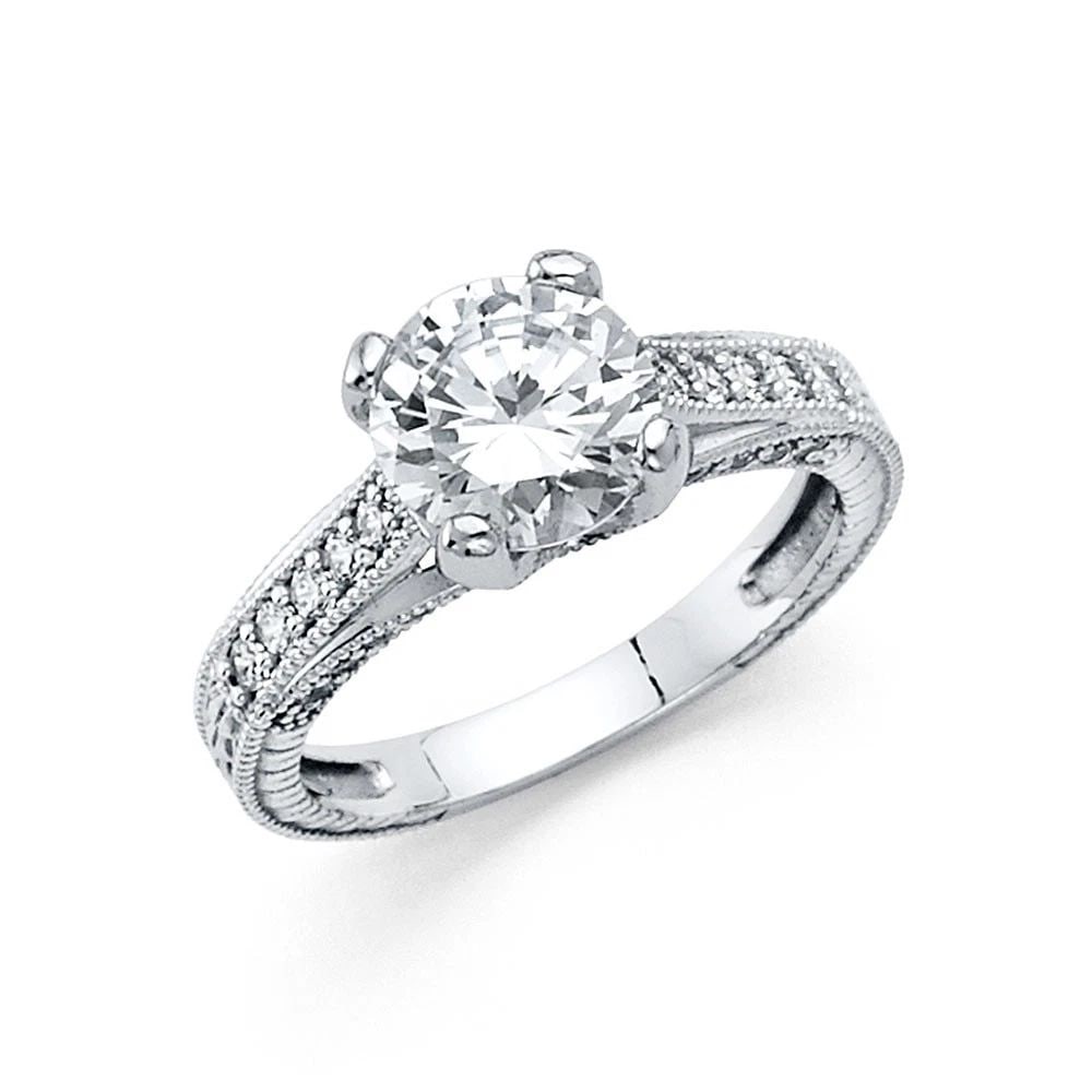 NEW 14K WHITE GOLD ENGAGEMENT RING - SIZE 7: NEW 14K WHITE GOLD ENGAGEMENT RING ENGAGEMENT RING NEW 14K WHITE GOLD WIDTH : 2.5 mm WEIGHT : 4.5g