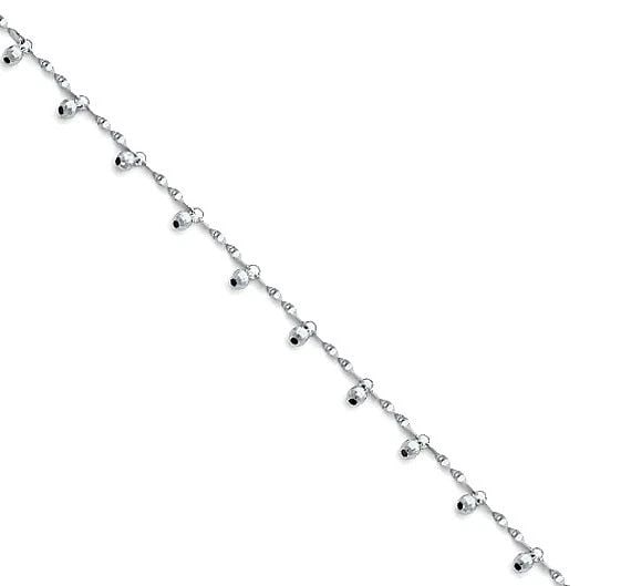 NEW 14K WHITE GOLD CHARM LIGHT ANKLET (1 of 2)