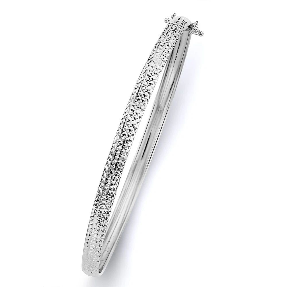NEW 14K WHITE GOLD 5MM CRYSTAL DC FLEXIBLE BANGLE (1 of 2)