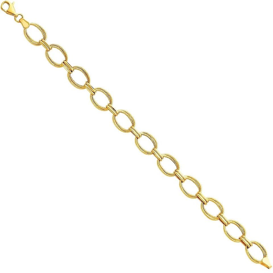NEW 14K YELLOW GOLD LIGHT FANCY HOLLOW BRACELET: 14K YELLOW GOLD LIGHT FANCY HOLLOW BRACELET LIGHT FANCY HOLLOW BRACELET NEW 14K YELLOW GOLD LENGTH - 7.5in Apx WEIGHT - 4.4g