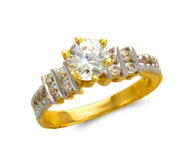 NEW 14K TWO TONE GOLD LADIES FASHION SOLITAIRE RING: NEW 14K TWO TONE GOLD LADIES FASHION SOLITAIRE RING LADIES FASHION SOLITAIRE RING NEW 14K TWO TONE GOLD Apx. WIDTH: 5mm Apx. WEIGHT: 4.4g