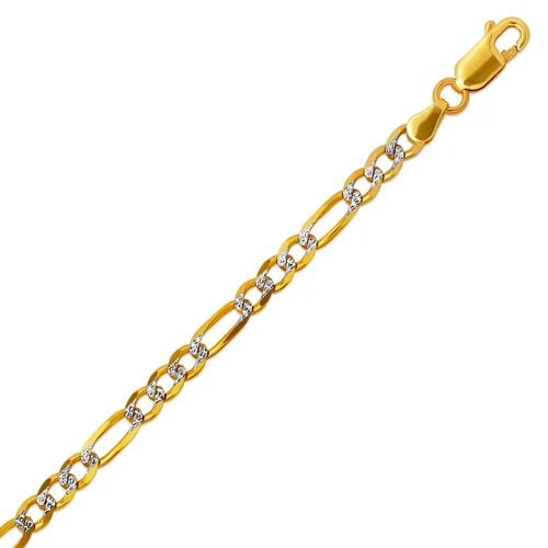 NEW 14K WHITE PAVE GOLD FIGARO FLAT WHITE PAVE BRACELET (1 of 2)