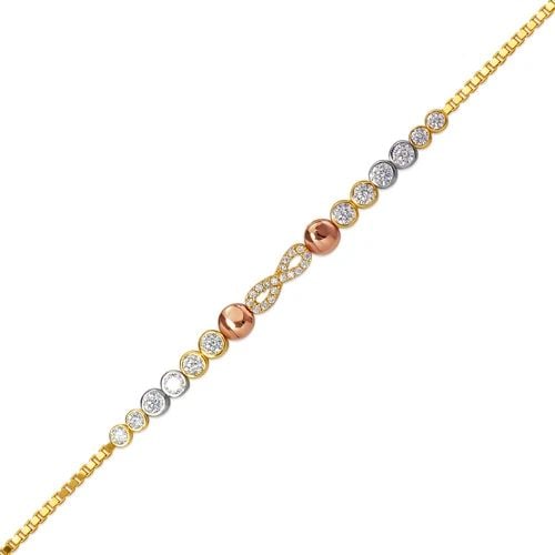 NEW 14K TRICOLOR GOLD LADIES HIGH POLISHED BRACELET: NEW 14K TRICOLOR GOLD LADIES HIGH POLISHED BRACELET LADIES HIGH POLISHED BRACELET NEW 14K TRICOLOR GOLD LENGTH: 7" inch AVERAGE Apx WEIGHT: 4.4g