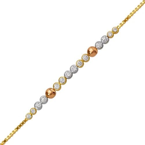 NEW 14K TRICOLOR GOLD LADIES HIGH POLISHED BRACELET: NEW 14K TRICOLOR GOLD LADIES HIGH POLISHED BRACELET LADIES HIGH POLISHED BRACELET NEW 14K TRICOLOR GOLD LENGTH: 7" inch AVERAGE Apx WEIGHT: 4.4g