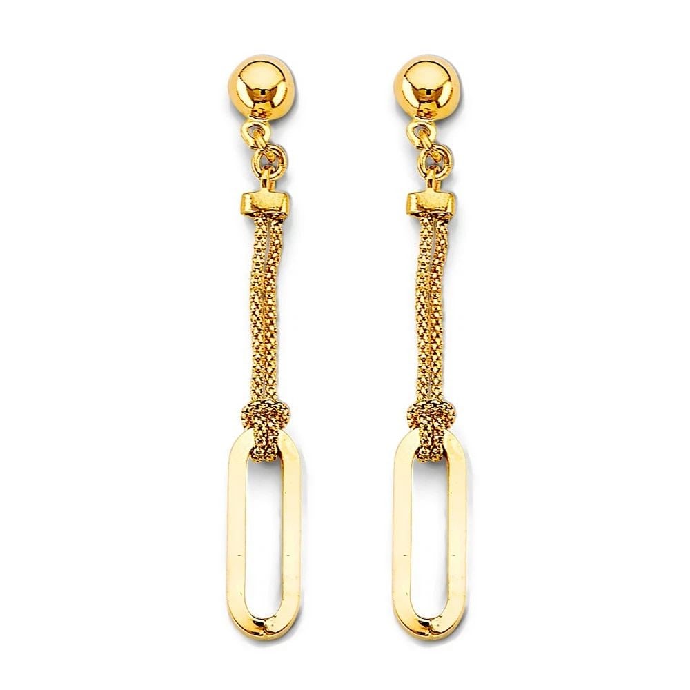 NEW 14K YELLOW GOLD PAPERCLIP EARRINGS WITH PUSHBACK: NEW 14K YELLOW GOLD PAPERCLIP EARRINGS WITH PUSHBACK PAPERCLIP EARRINGS WITH PUSHBACK NEW 14K YELLOW GOLD HEIGHT - 50 mm WIDTH - 5 mm Apx WEIGHT - 3.3 g