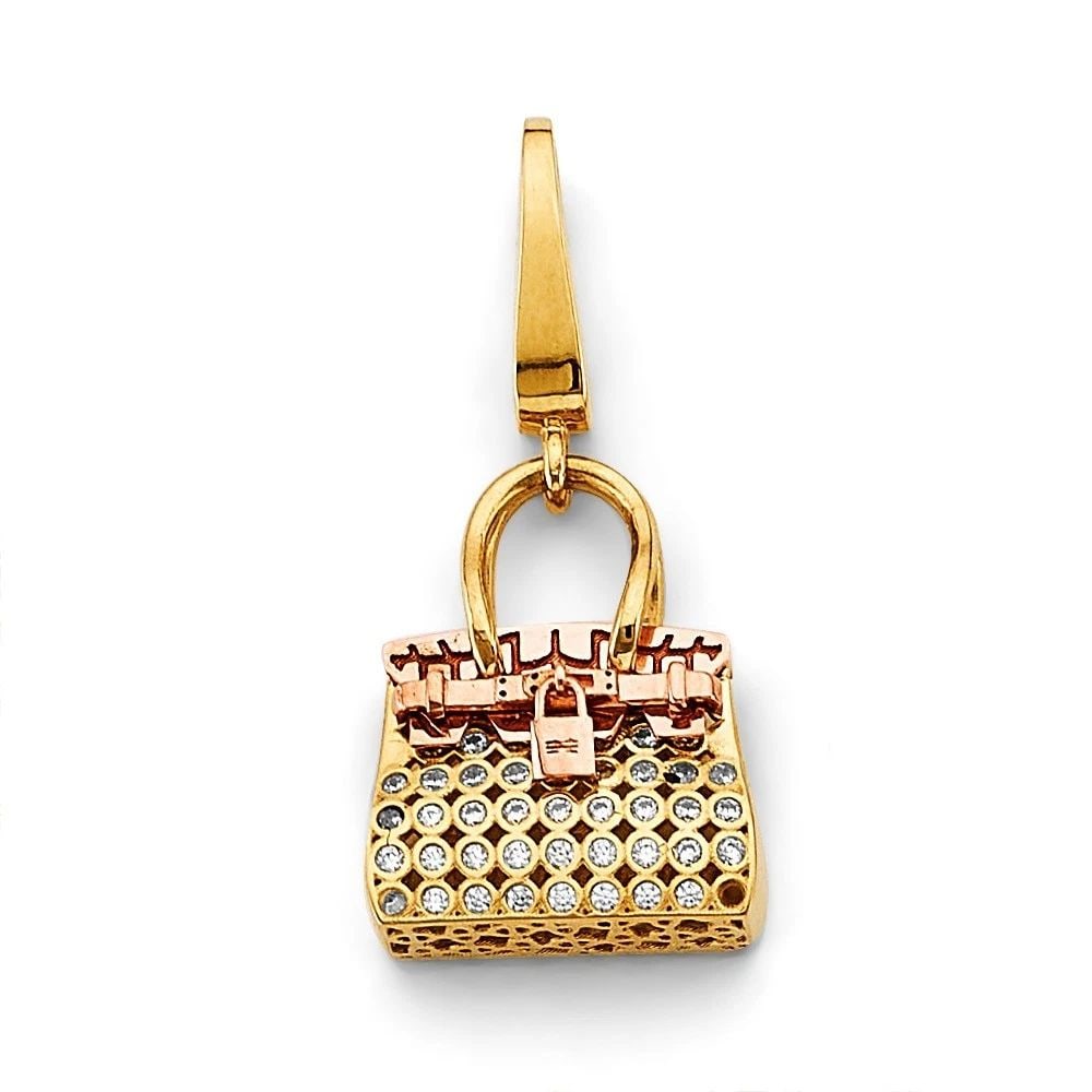 NEW 14K TRI COLOR GOLD PURSE CLIP CHARM (1 of 2)